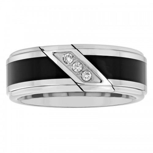 1/10 CTW Diamond Tungsten Black Resin Slant 8MM Band