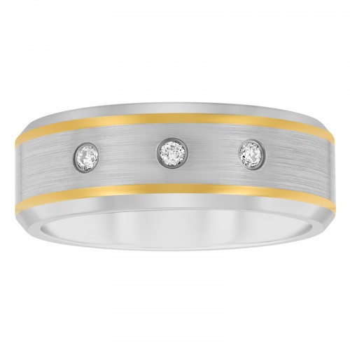 1/10 CTW Diamond Tungsten Yellow Finish 8MM Striped Band