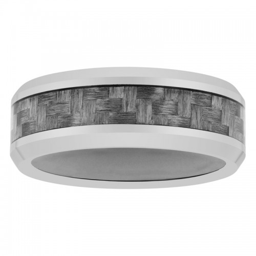 Tungsten Comfort Gray Silicone 8MM Carbon Fiber Inlay Band