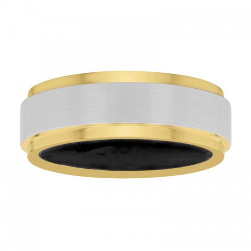 Tungsten Comfort Black Silicone Yellow Finish 8MM Band