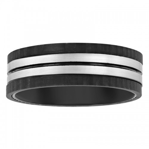 Tungsten Black Finish 8MM Striped Band