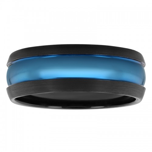 Tungsten Black and Blue Finish 8MM Band