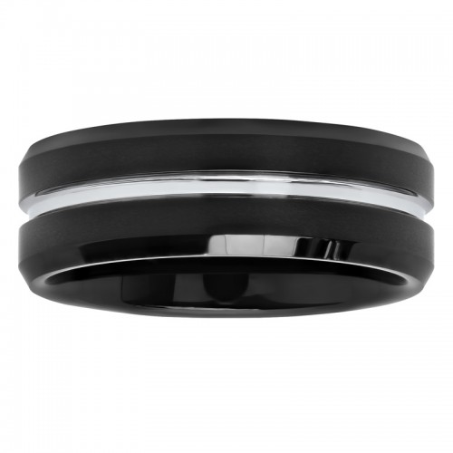 Tungsten Black Finish 8MM Striped Band